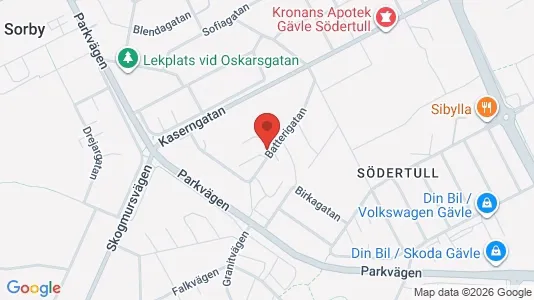 Lägenheter att hyra i Gävle - kort over placeringen