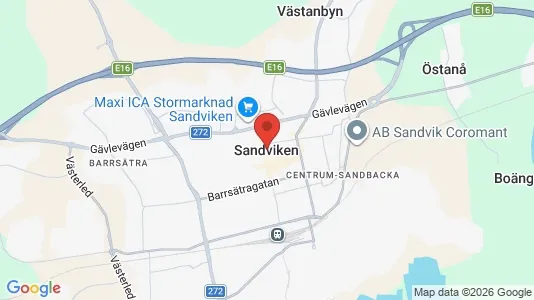 Lägenheter att hyra i Sandviken - kort over placeringen