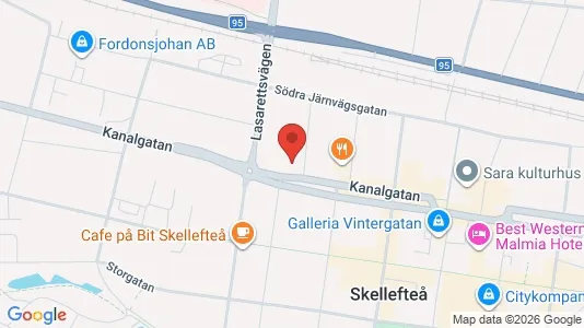 Lägenheter att hyra i Skellefteå - kort over placeringen