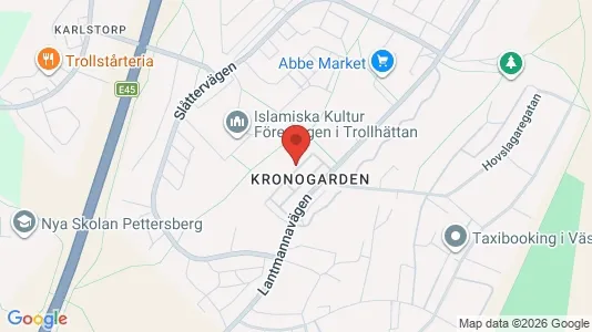 Lägenheter att hyra i Trollhättan - kort over placeringen