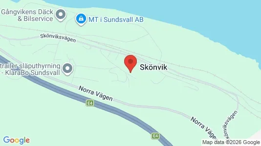 Lägenheter att hyra i Sundsvall - kort over placeringen