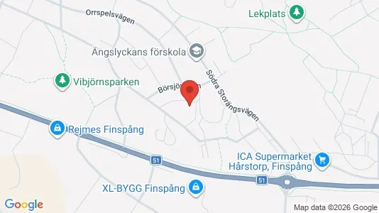 Rum att hyra i Finspång - kort over placeringen