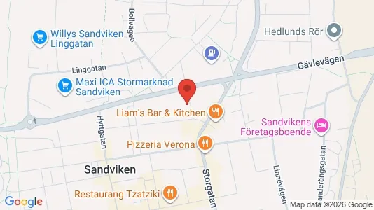 Lägenheter att hyra i Sandviken - kort over placeringen