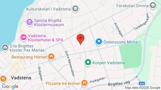 Lägenheter att hyra i Vadstena - kort over placeringen