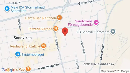 Lägenheter att hyra i Sandviken - kort over placeringen