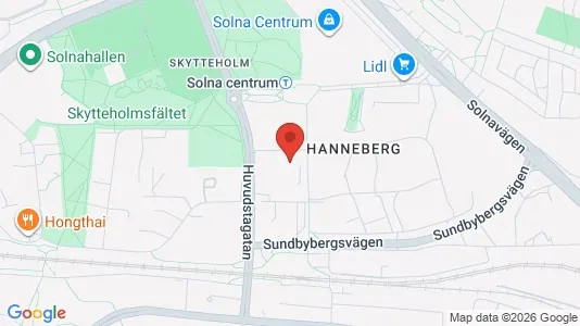 Lägenheter att hyra i Solna - kort over placeringen