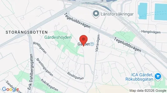 Lägenheter att hyra i Gärdet/Djurgården - kort over placeringen