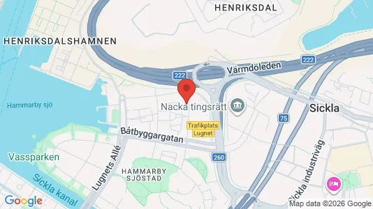 Lägenheter att hyra i Hammarbyhamnen - kort over placeringen