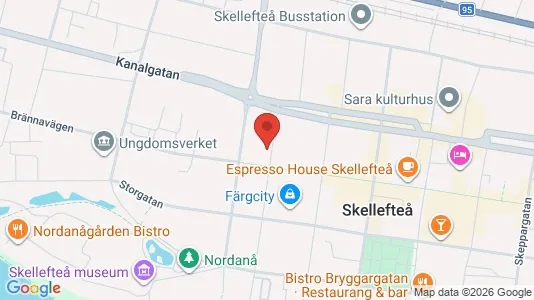 Lägenheter att hyra i Skellefteå - kort over placeringen