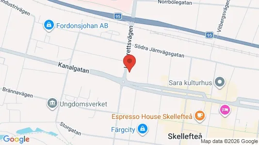 Lägenheter att hyra i Skellefteå - kort over placeringen