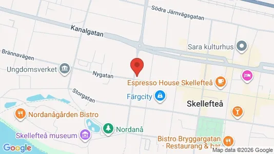Lägenheter att hyra i Skellefteå - kort over placeringen