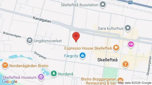 Lägenheter att hyra i Skellefteå - kort over placeringen