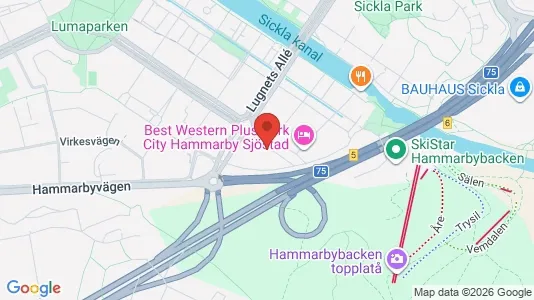 Lägenheter att hyra i Hammarbyhamnen - kort over placeringen