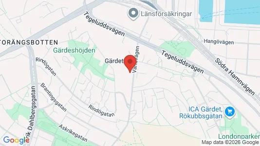 Lägenheter att hyra i Gärdet/Djurgården - kort over placeringen