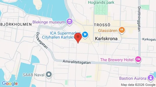 Rum att hyra i Karlskrona - kort over placeringen