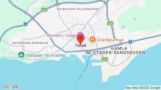 Hus att hyra i Ystad - kort over placeringen