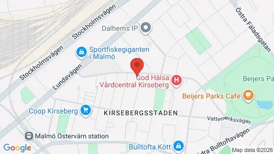 Lägenheter att hyra i Kirseberg - kort over placeringen