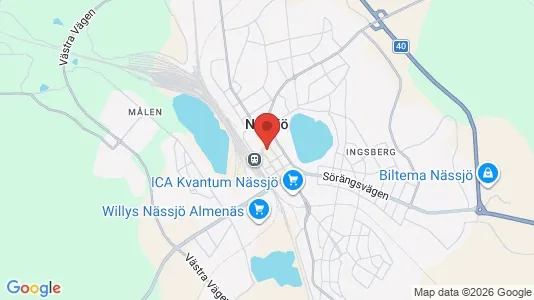 Lägenheter att hyra i Nässjö - kort over placeringen