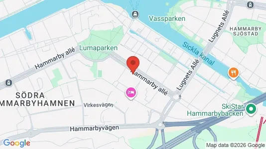 Lägenheter att hyra i Hammarbyhamnen - kort over placeringen