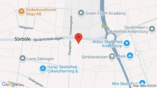 Lägenheter att hyra i Skellefteå - kort over placeringen