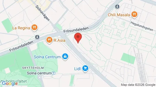 Lägenheter att hyra i Solna - kort over placeringen