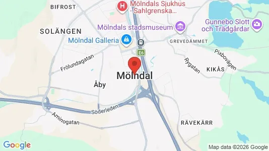 Lägenheter att hyra i Mölndal - kort over placeringen
