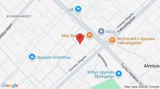 Lägenheter att hyra i Uppsala - kort over placeringen
