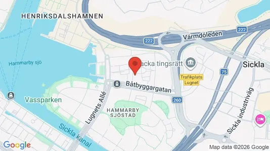 Lägenheter att hyra i Hammarbyhamnen - kort over placeringen