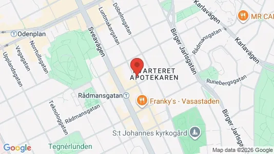 Lägenheter att hyra i Vasastan - kort over placeringen