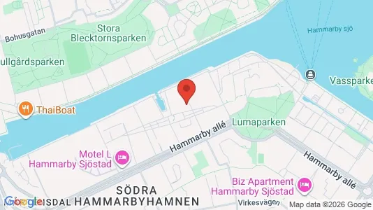 Lägenheter att hyra i Hammarbyhamnen - kort over placeringen