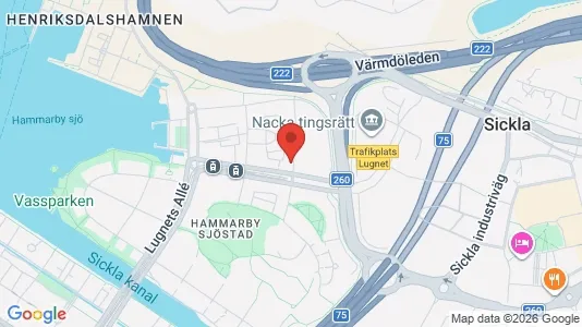 Lägenheter att hyra i Hammarbyhamnen - kort over placeringen