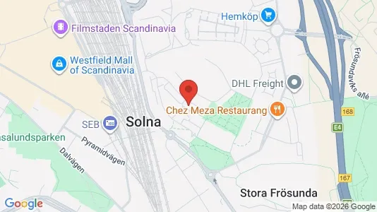 Lägenheter att hyra i Solna - kort over placeringen