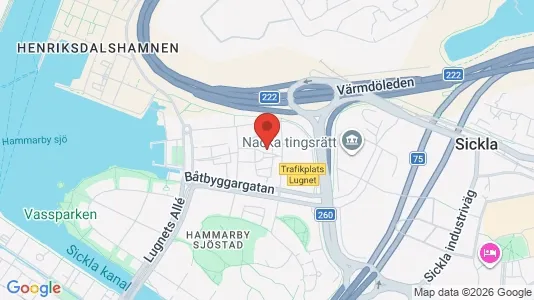Lägenheter att hyra i Hammarbyhamnen - kort over placeringen