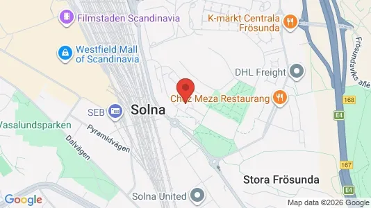 Lägenheter att hyra i Solna - kort over placeringen