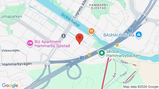 Lägenheter att hyra i Hammarbyhamnen - kort over placeringen