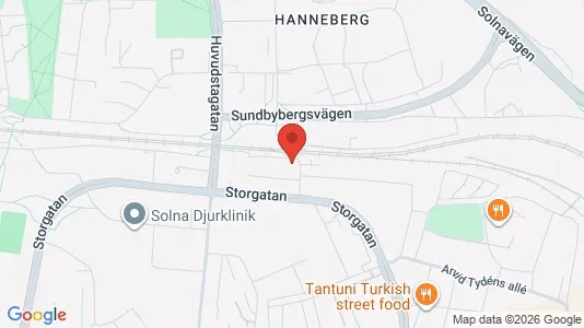 Lägenheter att hyra i Solna - kort over placeringen