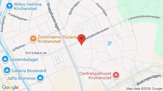 Lägenheter att hyra i Kristianstad - kort over placeringen