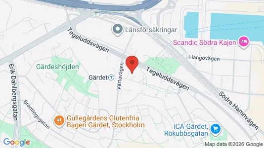 Lägenheter att hyra i Gärdet/Djurgården - kort over placeringen