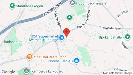 Lägenheter att hyra i Huddinge - kort over placeringen