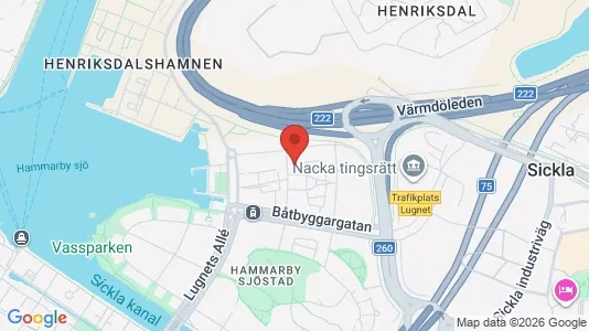 Lägenheter att hyra i Hammarbyhamnen - kort over placeringen
