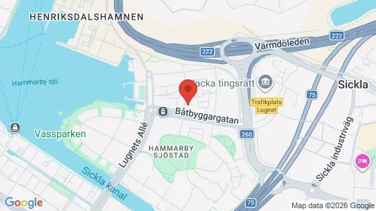 Lägenheter att hyra i Hammarbyhamnen - kort over placeringen