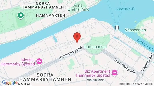 Lägenheter att hyra i Hammarbyhamnen - kort over placeringen
