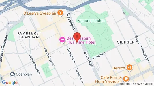 Lägenheter att hyra i Vasastan - kort over placeringen