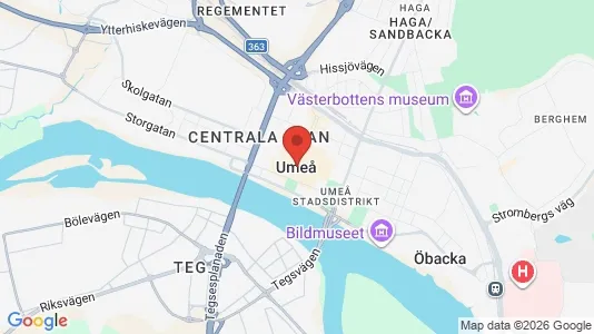 Lägenheter att hyra i Umeå - kort over placeringen
