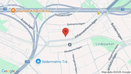 Lägenheter att hyra i Hammarbyhamnen - kort over placeringen