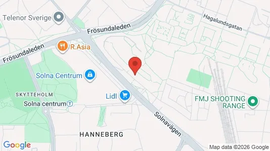 Lägenheter att hyra i Solna - kort over placeringen