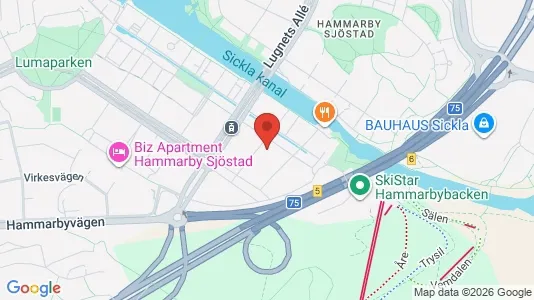 Lägenheter att hyra i Hammarbyhamnen - kort over placeringen