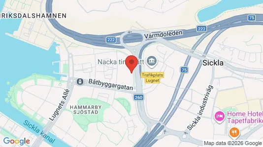Lägenheter att hyra i Hammarbyhamnen - kort over placeringen