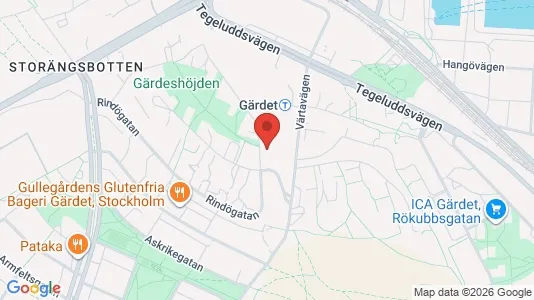 Lägenheter att hyra i Gärdet/Djurgården - kort over placeringen