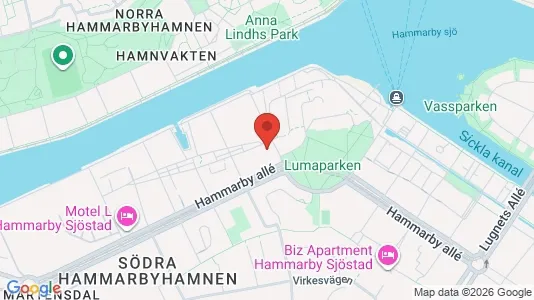 Lägenheter att hyra i Hammarbyhamnen - kort over placeringen